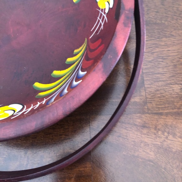 Woodcraftery Hand Painted Wood Bowl with Handle - Picture 4 of 8